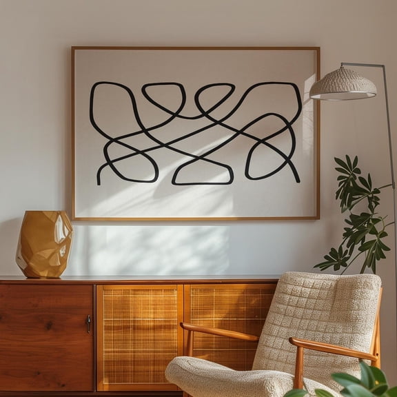 Black & White Continuous Line Art Print Art Abstract Line Drawing, Simple Line Art Horizontal Prints Abstract Wall Art UNFRAMED PAPER POSTER, Home Decor, Vintage Gift, Living Room Dercor