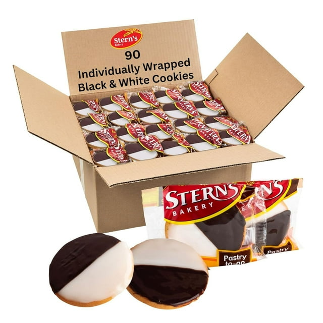 Black & White Cookies | 90 Individually Wrapped Cookies | NY Style Black and White Cookies | Cookies Snack Packs | Lunchbox Snacks | Office Snacks | Kosher, Dairy & Nut Free | Stern’s Bakery