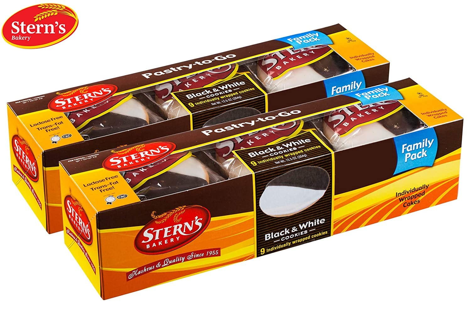 Black and White Cookies | NY Style Black & White Cookies | Snack Cakes | Natural, Fresh & Delicious | Kosher | Office Snack | Coffee Snack - (Pack of 18 Individually Wrapped Cookies) | Stern’s Bakery