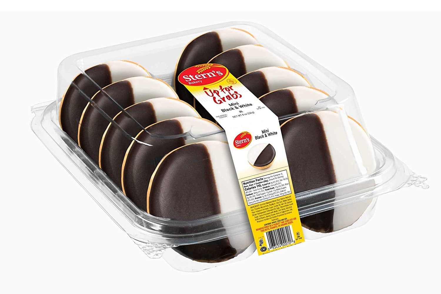 Black and White Cookies | NY Style Black & White Cookies | Snack Cakes | All Natural, Fresh & Delicious | Kosher | Tray of 10 Cookies | 10 oz Sterns Bakery