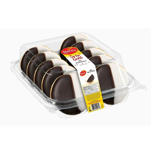Black and White Cookies | NY Style Black & White Cookies | Snack Cakes | All Natural, Fresh & Delicious | Kosher | Tray of 10 Cookies | 10 oz Sterns Bakery