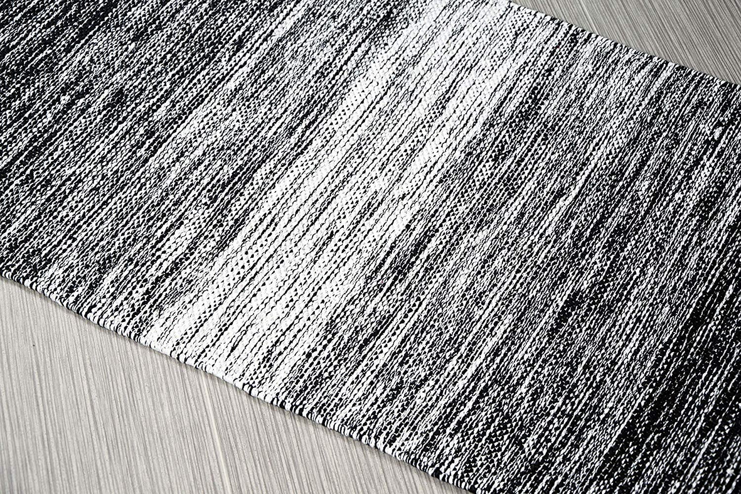 Black & White Cotton Door Mat Rug Indoor Outdoor - 2x3' Entrance Entryway Rug Kitchen Bath Home Décor (24 x 36")