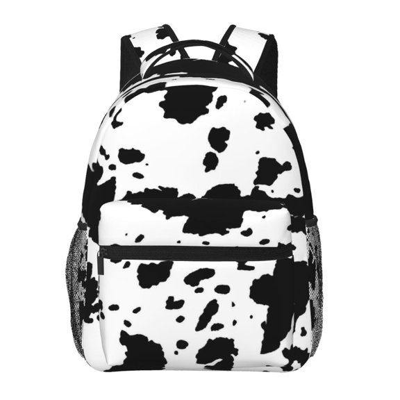 Black White Cow Backpack Lightweight Travel Bag for Men and Women