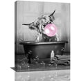thumbnail image 1 of Black And White Cow Bathroom Wall Decor Highland Cow Canvas Wall Art Funny Animal in Bathtub Picture Pink Bubble Gum Print Farmhouse Artworks Home Decor For Bathroom Living Room Bedroom 12x16 Inch, 1 of 5