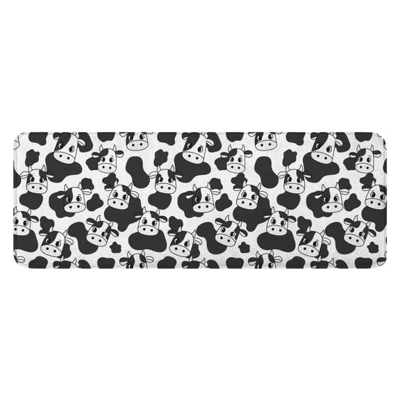 Black White Cow Pattern Kitchen Rug Mat,Kitchen Runner Rugs Non Skid Washable,Decorative Kitchen Floor Mats for Kitchen,Sink,Laundry,17"x47.2"