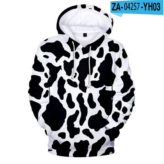 Black White Cow Pattern Print Hoodie For Boys Harajuku Kids Sweatshirt