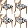 thumbnail image 1 of Black White Cow Pattern Seat Covers for Dining Room Chairs Set Of 4,Stretch Printed Washable Chair Seat Cover with Elastic Ties and Button,Removable Waterproof Couch Cushion Covers, 1 of 6