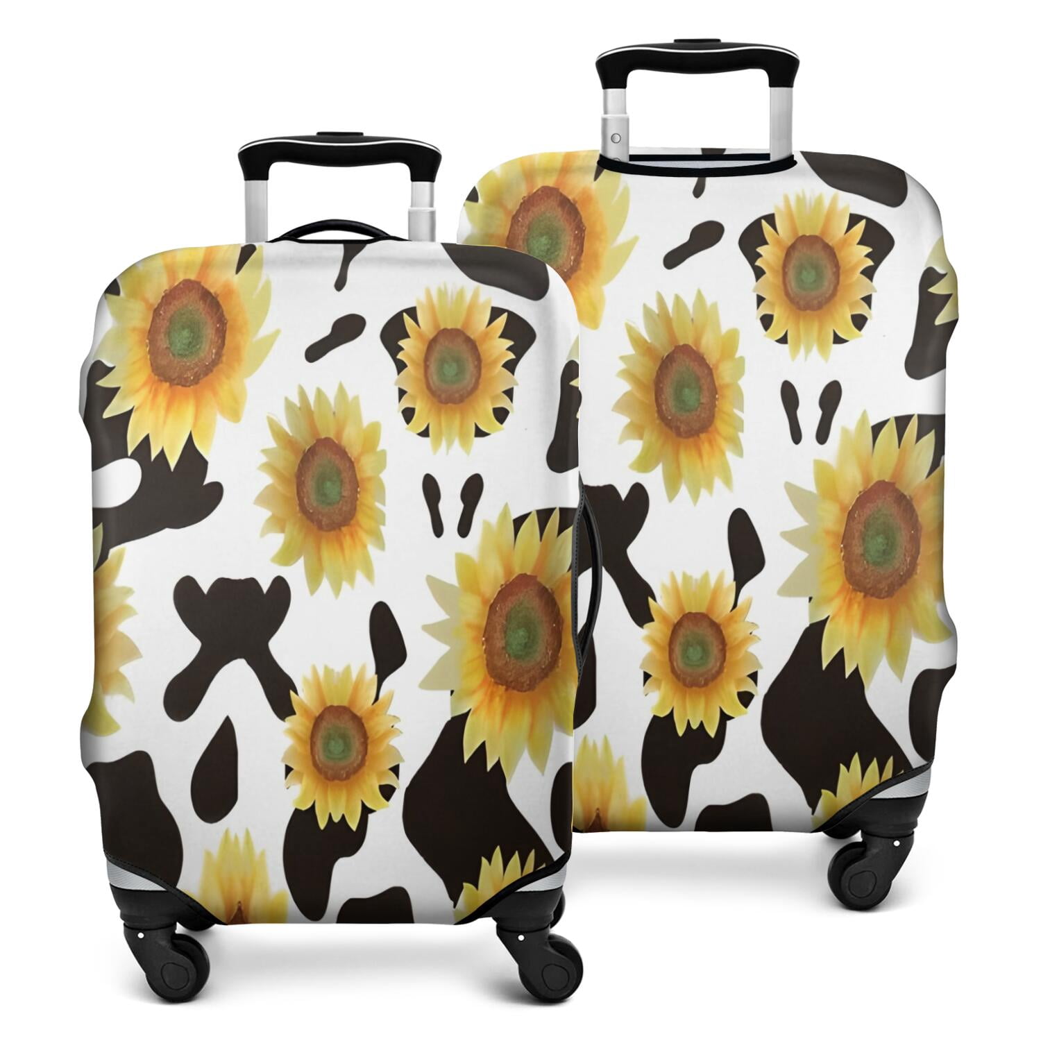Luggage Cover Pattern Black White Cow Pattern Sunflower Luggage Cover Fashion Suitcase Cover ...