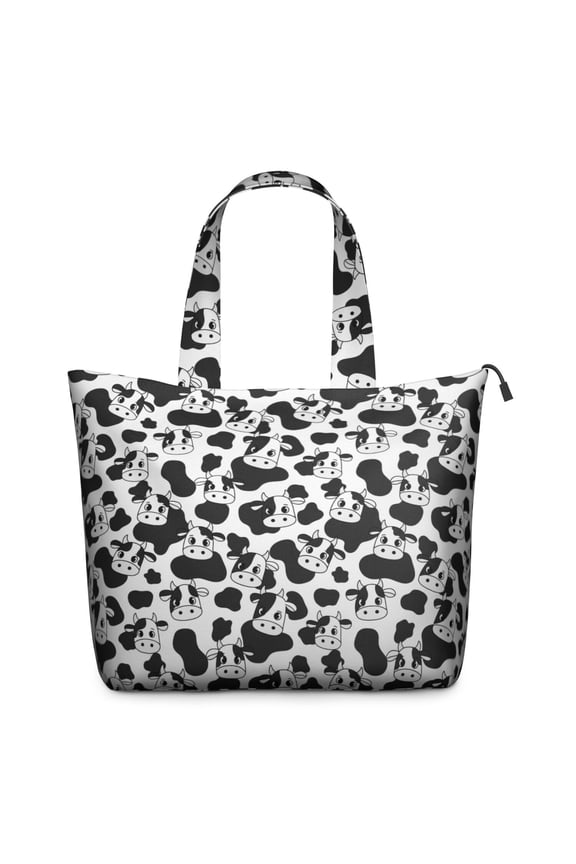 Black White Cow Pattern Travel Tote Bags for Women Carry On,Large Weekender Bags for Women Travel,Multi Functional Duffle Bag for Work,Shopping,Sports