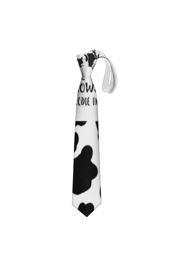 Black and White Cow Print Men's Necktie - Classic Satin Wedding Tie for Groomsmen - Funny Farm-Themed Formal Accessory - Dry Clean Only & Wrinkle-Resistant (58.3")