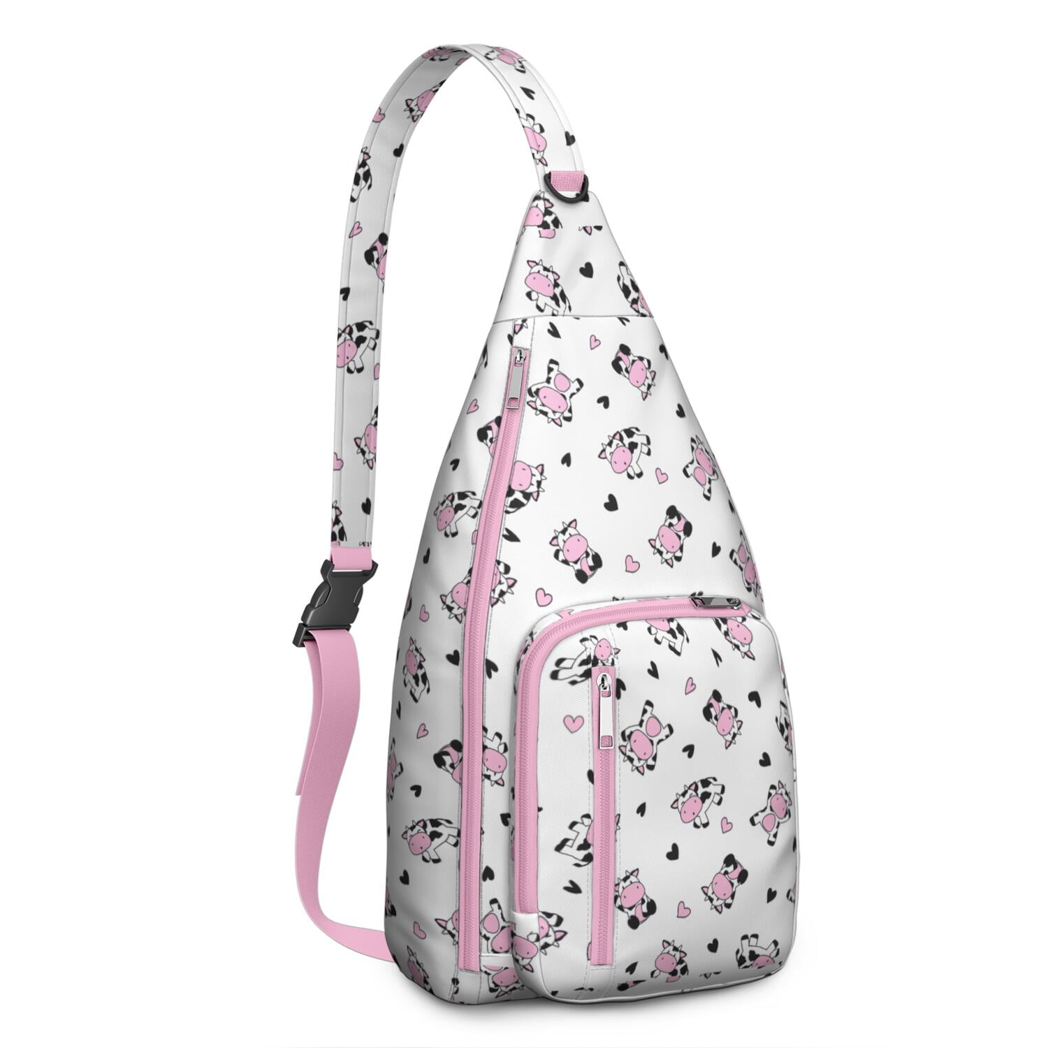 Black & White Cow Print Shoulder Bag - Cute Farm-Themed  display picture 1