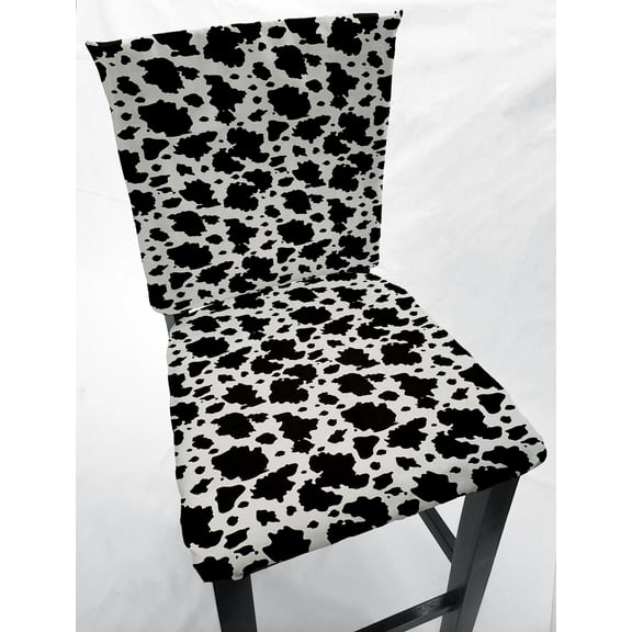 Black & White Cow Spots Dining Room Chair Back Covers or Seat Covers by Penny's Needful Things (Both Chair Back & Seat Cover) (17 W x 17 H CHAIR BACK)