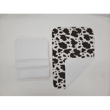 Black & White Cow Spots Hand Towels (Set of 4) (Towel Color: White)