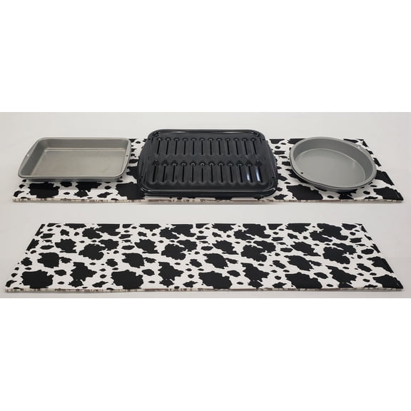 Black & White Cow Spots Hot Pads or Hot Pad Runner by Penny's Needful Things (Small Hot Pad: 18 x 11.5in)