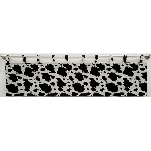 Black & White Cow Spots Tab Top Curtains (Lined) (45 Inch Long Two Curtain Panels)