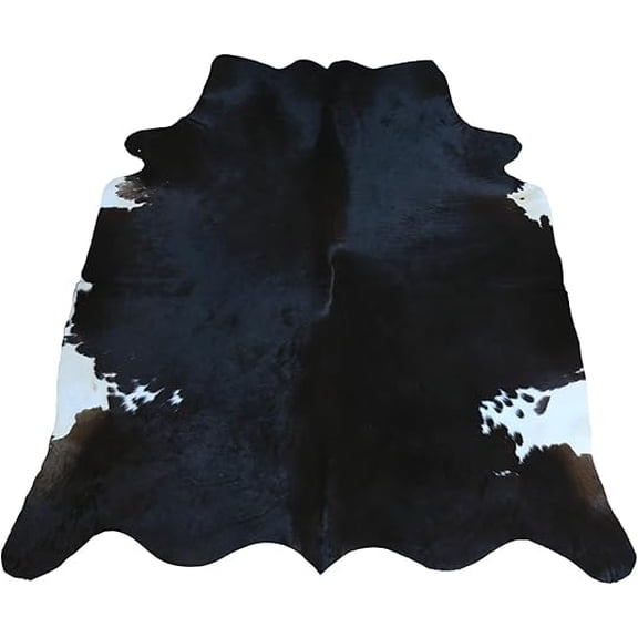 Black White Cowhide Rug, Real Leather Hair-on Animal Hide, Natural and Stylish Home Décor Accent, Suitable for Modern Spaces