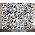 thumbnail image 1 of Ambesonne Black and White Curtains 2 Panel Set, People Portrait, 108" x 90", Black White, 1 of 3