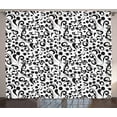 thumbnail image 1 of Ambesonne Black and White Curtains 2 Panel Set, Curly Leaf Art, 108" x 90", Black White, 1 of 3
