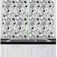 thumbnail image 1 of Black and White Curtains 2 Panels Set, Punk Teenage Pattern Cassette Keyboard Ghost Heart and Boombox Doodle, Window Drapes for Living Room Bedroom, 55W X 39L Inches, Black White, by Ambesonne, 1 of 2