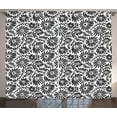 thumbnail image 1 of Ambesonne Black and White Curtains 2 Panel Set, Simple Flower, 108" x 84", Black White, 1 of 3