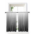 thumbnail image 1 of Black White Curtains 54 Inch Length, Sheer Curtains for Bedroom Living Room Window Ombre Gradient Striped Minimalist Texture Rod Pocket Drapes Kitchen Curtains Small Half Window 42"x54" 2 Panels, 1 of 6