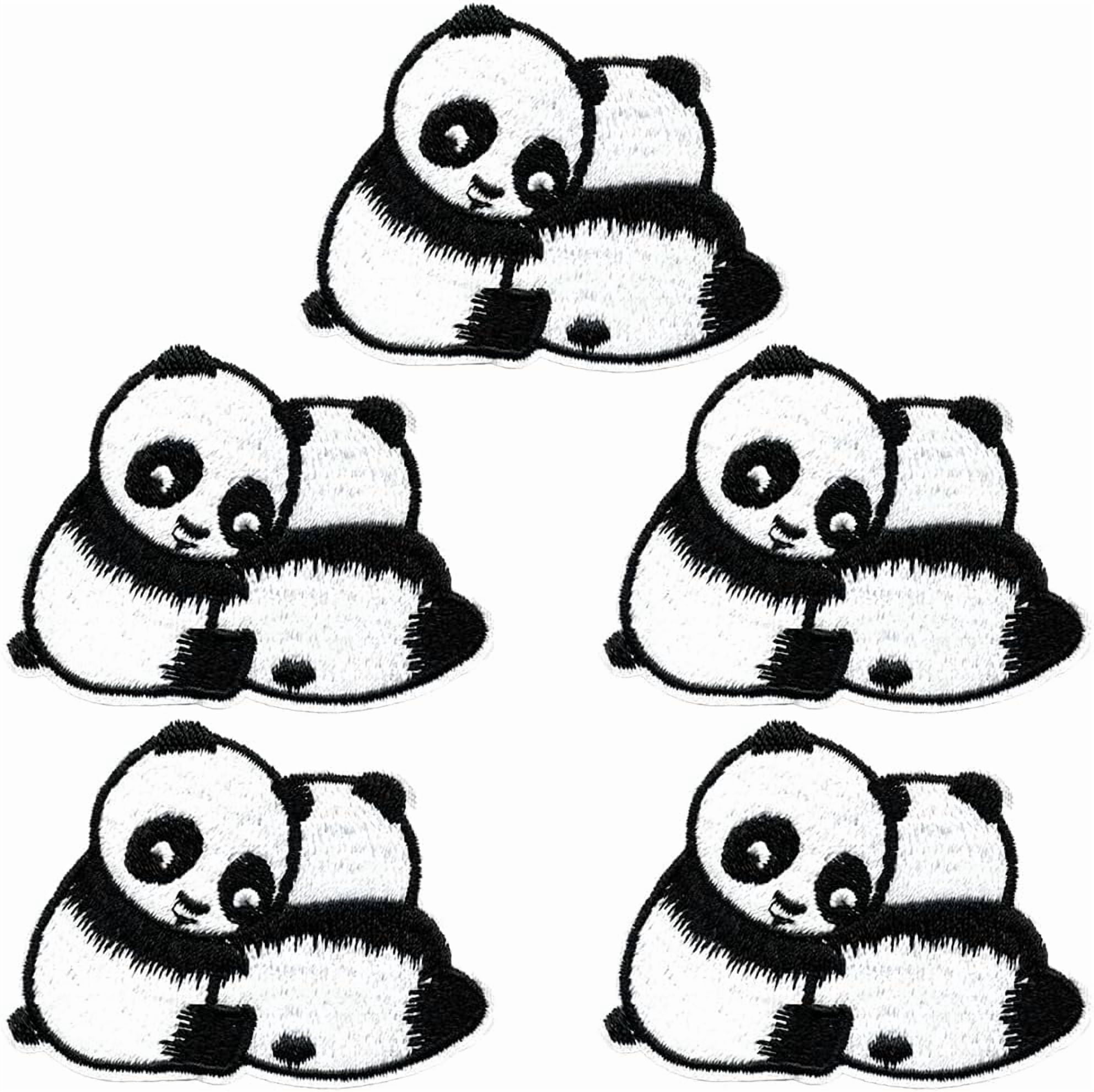Black White Cute Animal Patches Iron on Cartoon Panda Bear Sew on ...