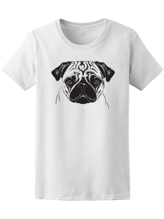 Black & White Cute Pug's Sketch Tee Women's -Image by Shutterstock