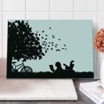 thumbnail image 1 of Black and White Cutting Board, Silhouette of a Girl with Bike Reading a Book Under a Tree in Fall, Decorative Tempered Glass Cutting and Serving Board, Large Size, Black and White, by Ambesonne, 1 of 1