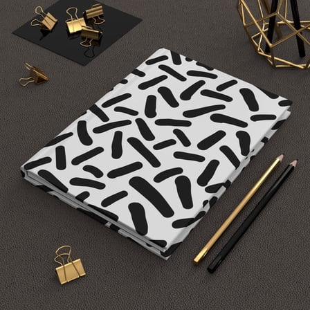 Black & White Dash Hardcover Matte Journal