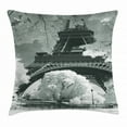 thumbnail image 1 of Black and White Decorations Throw Pillow Cushion Cover, Eiffel Tower with Blooming Trees Historic Paris Landmark, Decorative Square Accent Pillow Case, 24 X 24 Inches, Black White Grey, by Ambesonne, 1 of 2