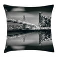 thumbnail image 1 of Black and White Decorations Throw Pillow Cushion Cover, San Francisco Bay Bridge Metropolis Panorama Skyscrapers, Decorative Square Accent Pillow Case, 24 X 24 Inches, Black Grey White, by Ambesonne, 1 of 2