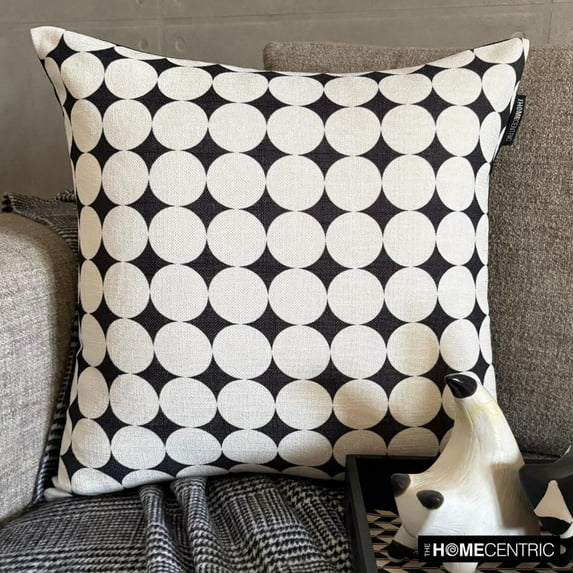 Black And White Decorative Throw Pillow Covers 24"x24" | Modern Cotton Cushion Cover Geometric | Minimalist Monochrome Pillowcases for Couch / Sofa & Bed, Modern Home Décor - Mono Muse