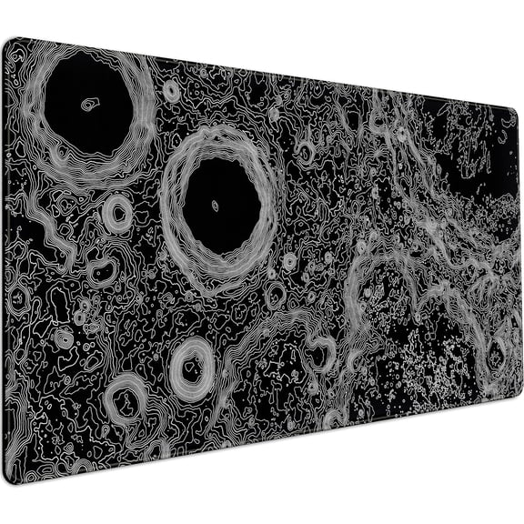 Black White Desk Mat Cool Minimal Topographic Contours Mouse Pad XXL, Gaming Mousepad Large with Stitched Edge, Extended Laptop Keyboard Mouse Mat Desk Pad Protector Office Decor 31.5x15.75 in