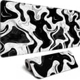 thumbnail image 1 of Black and White Desk Mat Mouse Pad XL Big Mousepad Gaming Large Mouse Pad Desk Pad with Stitched Edges Non-Slip Large Computer Mat, 31.5x11.8 in-Flowing Liquid Metal, 1 of 6