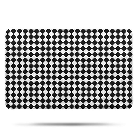Black White Diamond Checkered Pattern Bathroom Rugs Mat,Non Slip Microfiber Bathroom Rug,Rubber Backing,Soft Bathroom Mats for Bathroom Floor,Tub and Shower,17x27in(43x68cm)
