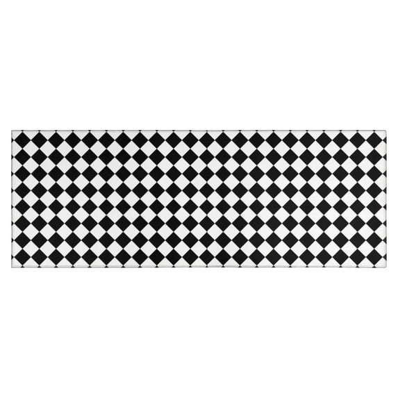 Black White Diamond Checkered Pattern Kitchen Rug Mat,Kitchen Runner Rugs Non Skid Washable,Decorative Kitchen Floor Mats for Kitchen,Sink,Laundry,17"X47"