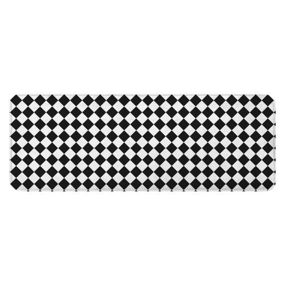 Black White Diamond Checkered Pattern Kitchen Rug Mat,Kitchen Runner Rugs Non Skid Washable,Decorative Kitchen Floor Mats for Kitchen,Sink,Laundry,17"x47.2"