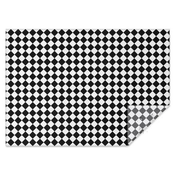 Black White Diamond Checkered Pattern Rectangle Tablecloth 60"x84",Waterproof Polyester Rectangle Table Cloth, Wipeable Spillproof Polyester Tablecloth for Dining, Camping, Indoor and Outdoor