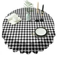 thumbnail image 1 of Black White Diamond Checkered Pattern Round Tablecloth 60"x60",Wrinkle Wipeable Table Cloth for Kitchen Dining Room Picnic Patio Party, 1 of 6