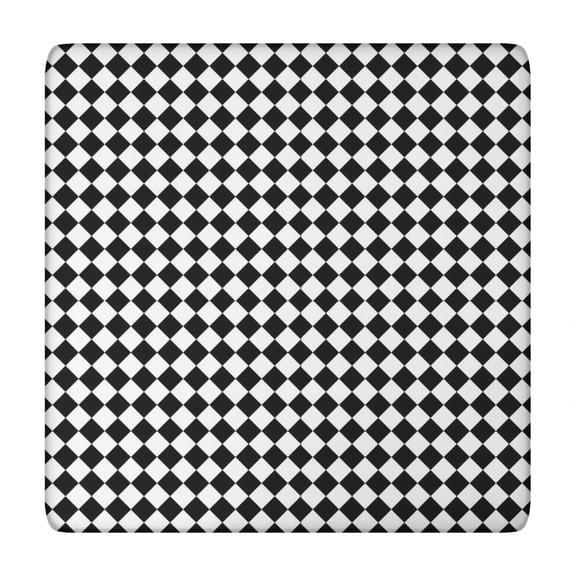 Black White Diamond Checkered Pattern Square Fitted Tablecloth with Elastic Edge,Square Table Cover,Washable Elastic Table Cover for Home Kitchen Party Decor 34"x34"