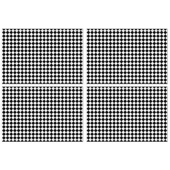 Black White Diamond Checkered Pattern Summer Placemats Table Placemats Set Of 4-Linen Kitchen Washable Placemats Table Mats 11.8"x17.7" Non-Slip Heat Resistant