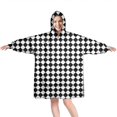 thumbnail image 1 of Black White Diamond Checkered Pattern Wearable Oversized Blanket,Wearable Blanket Hoodie for Adults,Cozy Hooded Blankets with Super Pockets,Super Warm Fuzzy Pullover for Women & Men, 1 of 6