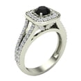 thumbnail image 1 of Black & White Diamond Cushion Halo Engagement Ring 14K White Gold 1.10 CT TW, 1 of 5