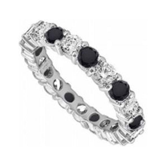 Black & White Diamond Eternity Band 14K White Gold, 2.00 CT - Size 4.5