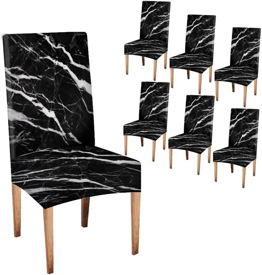 Black White Dining Room Chair Slip Covers 6 Pack Black Shot Through