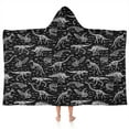 thumbnail image 1 of Black White Dinosaurs Skeletons Pattern Hooded Bath Towel，50"x30" for Ages 3 To 12 Kids, Quick Dry Lightweight Soft Microfiber Hood Beach Towel Cover Up for Kids, 1 of 7