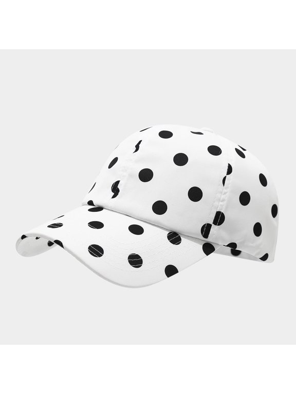 Black White Dot Print Baseball Hat - Adjustable Casual Cap for Men Women