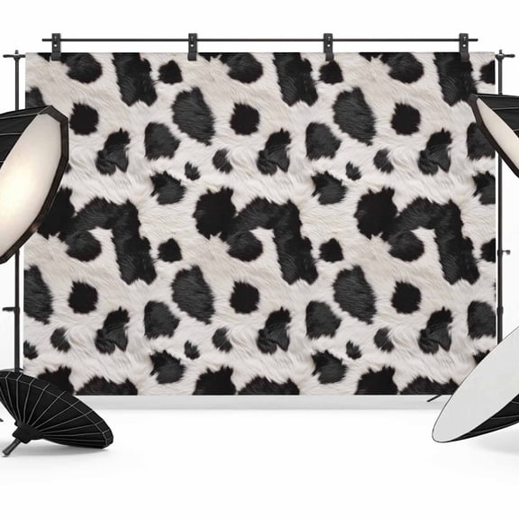 Black White Dots Backdrop for Photoshoot,Photography Photo Studio Background Wall Backdrop,Farmhouse Cow Spots Fur Retro Textured Back Drop Banner Panel for Portraits Wedding Live Streaming 7x5Ft