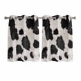 thumbnail image 1 of Black White Dots Kitchen Curtains Short 45 Inch Length, Farmhouse Cow Spots Fur Retro Textured Grommet Top Bedroom Living Room Curtains, Light Filtering Cafe Curtain Drapes 2 Panels Set 84''x45'', 1 of 9