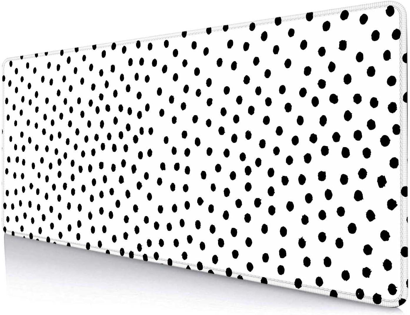 Black and White Dots Print Mouse Pad Long Extended Desk Mat with Stitched Edges, Aesthetic Cute Trendy Workspace Accessory, Boho Chic Desk Pad, 31.5 x 11.8 in, Perfect for Stylish Offices